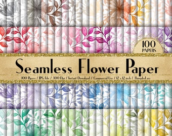 100 Seamless Flower Papers 12 inch 300 Dpi Instant Download Commercial Use, Planner Paper, Scrapbooking Flower Kit, Seamless