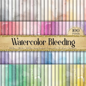 100 Bleeding Watercolor Texture Digital Papers 12inch 300 Dpi Commercial Use, Planner Paper, Scrapbook Papers, Watercolor Texture