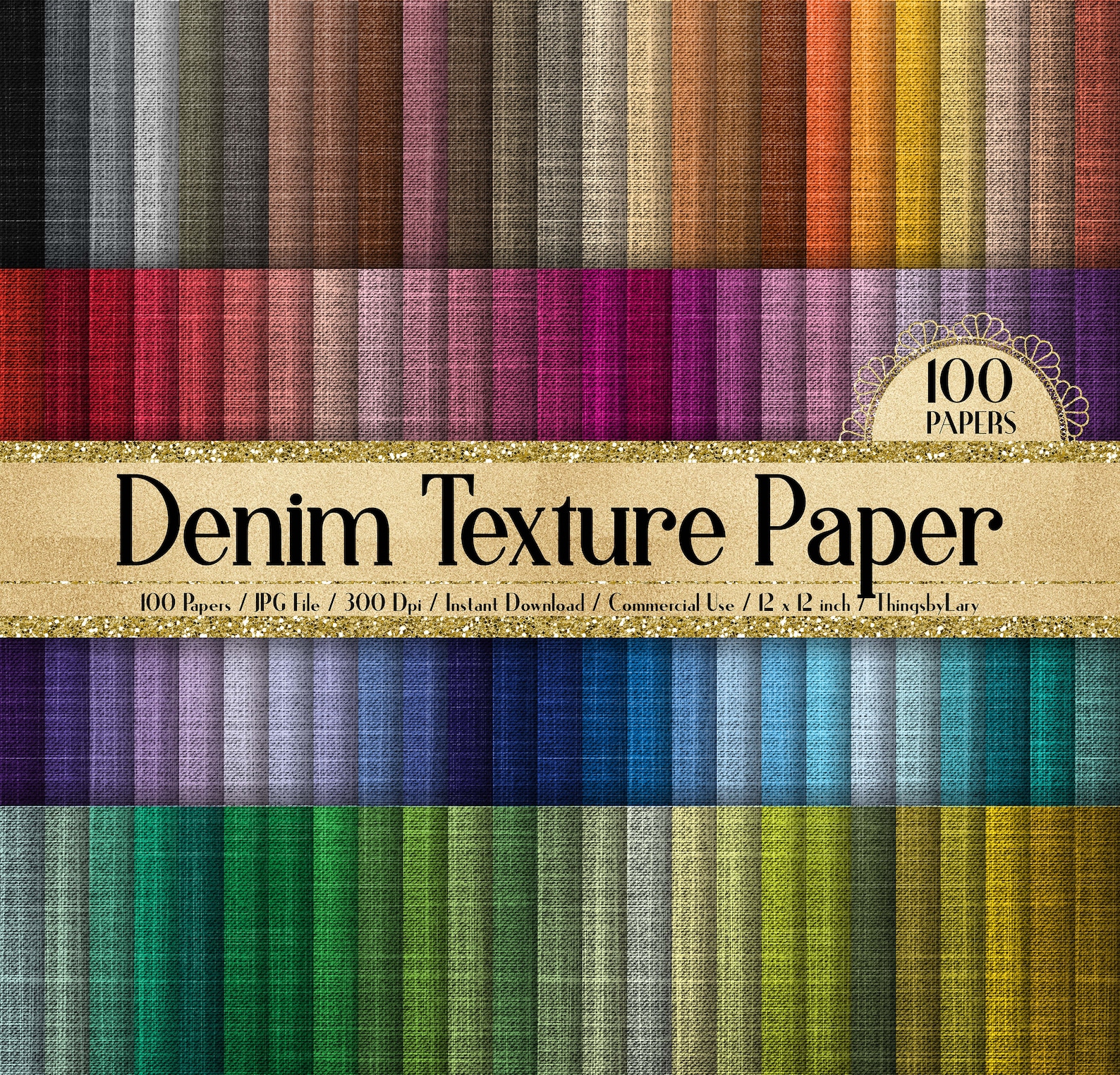 100 Denim Texture Digital Paper 12x12in 300 Dpi Planner Paper ...