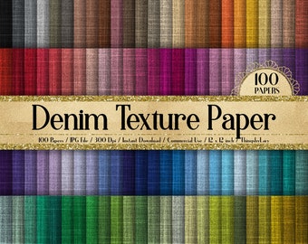 100 Denim Texture Digital Paper 12x12in 300 Dpi Planner Paper Commercial Use, Instant Download Scrapbook Papers Rainbow Paper Fabric Texture