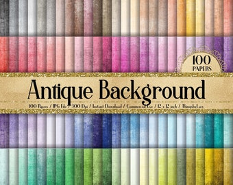 100 vrais papiers numériques en détresse Grunge Antique 12&quot; Téléchargement instantané Utilisation commerciale 300 Dpi Planner Paper Scratch Texture vintage Papers