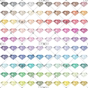 May include: A collection of 72 diamond-shaped digital clipart images in various pastel colors. The diamonds are arranged in rows, with each row featuring a different color.