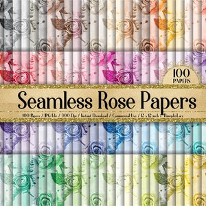 100 carte per rose ad acquerello senza cuciture 12 pollici 300 Dpi per uso commerciale Download istantaneo, carte per rose senza cuciture, carte per acquerello senza cuciture