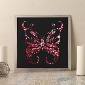 30 Red Ruby Foil and Glitter Butterfly Digital Images 300 Dpi Instant ...