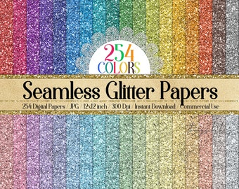 254 Seamless Glitter Digital Papers 12x12" 300 Dpi Instant Download Commercial Use Rainbow Glitter Realistic Sparkle Card Making Tinsel Gold