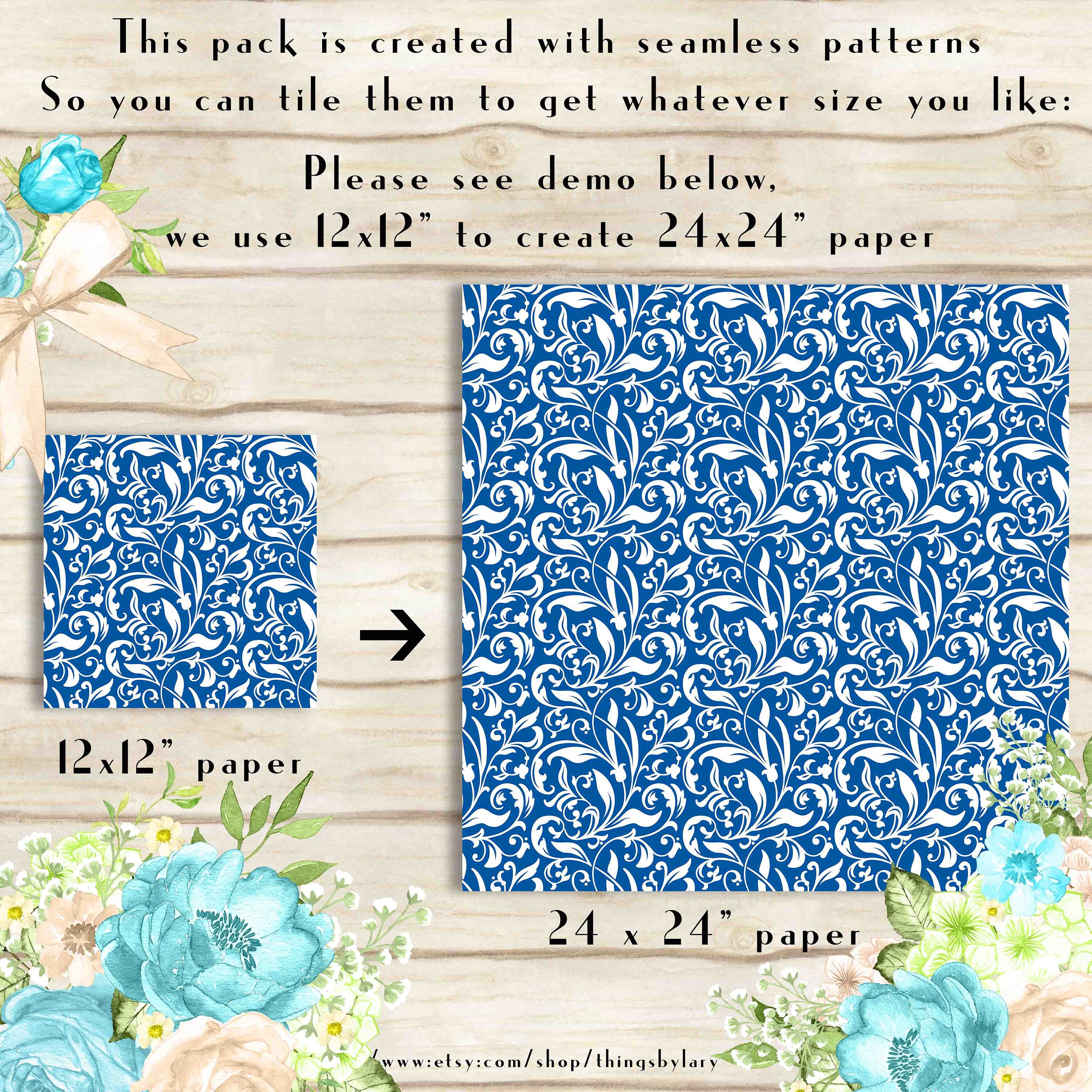 100 Seamless Flower Papers in 12" X 12", 300 Dpi Planner Paper ...