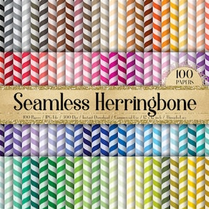 Può includere: Un set di 100 carte digitali con un motivo a spina di pesce senza cuciture in vari colori. Ogni carta misura 30,5 cm per 30,5 cm e 300 DPI. Le carte sono perfette per progetti di artigianato, scrapbooking e design digitale.