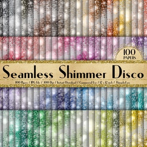 100 Seamless Shimmer Disco Texture Papers in 12inch, 300 Dpi Planner Paper, Scrapbook Paper, Rainbow Paper, Disco Paper, Luxury Party Paper