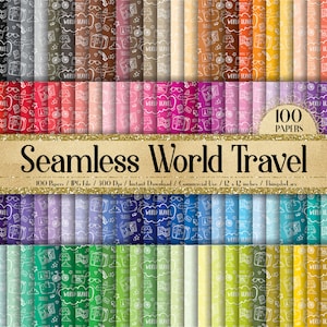 100 Seamless World Travel Urlaub Digitale Papiere Kommerzielle Nutzung Tour