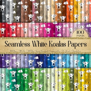 100 Seamless Cute Koalas Bear Digital Papers 12&quot; 300 Dpi Commercial Use Instant Download Printable Animal Kid Baby Shower Birthday Australia