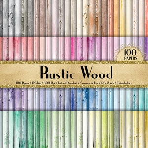 100 Rustic Wood Texture Papers in 12inch, 300 Dpi Planner Paper, Scrapbook Paper, Rainbow Paper, Rustic Wood,Texture Papers