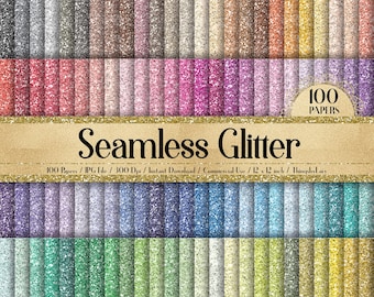 100 Seamless Glitter Digital Papers 12x12&quot; 300 Dpi Planner Paper Commercial Use Instant Download Scrapbook Rainbow Journal Gold Glitter