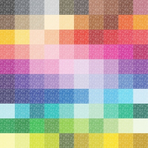 May include: A color chart with a grid of 60 squares, each with a different shade of color. The colors transition from dark gray to light yellow, with shades of brown, red, pink, purple, blue, green, and yellow in between.
