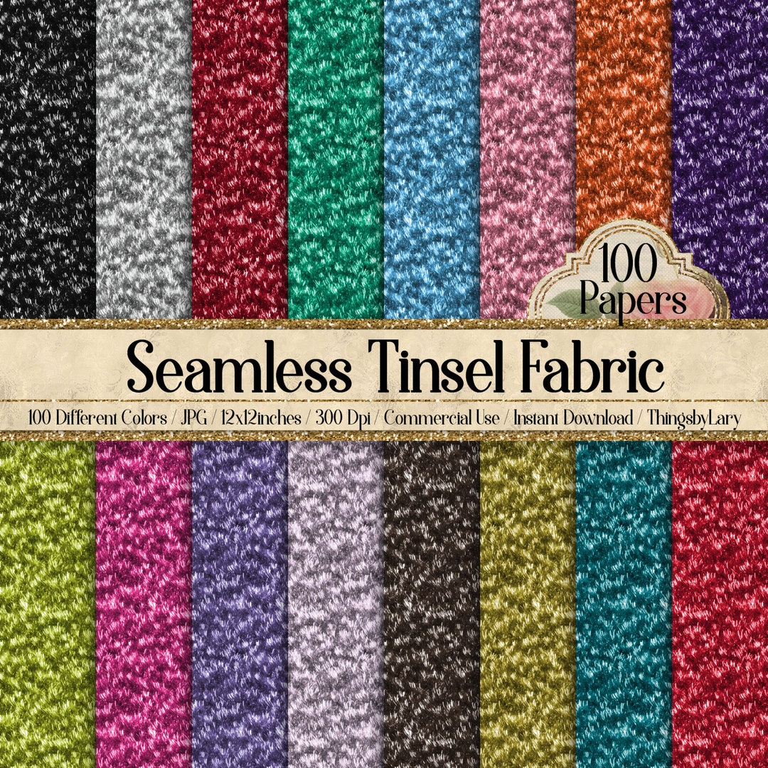 100 Seamless Fine Tinsel Fabric Digital Papers Commercial Use Holiday
