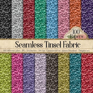 100 Seamless Fine Tinsel Fabric Digital Papers Commercial Use Holiday background shiny tinsel garland alphabet tinsel Christmas New Year