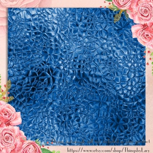 May include: A digital paper background with a blue, metallic, textured pattern. The texture resembles a crumpled piece of foil.