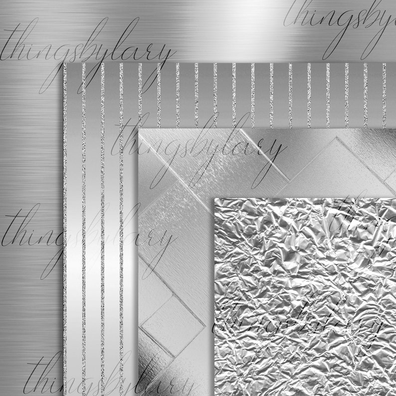 42 Silver Metallic Papers 12 Inch 300 Dpi Planner Paper Etsy