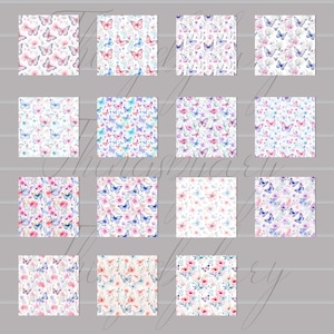 30 Seamless Watercolor Butterflies and Flowers Vol 1 Digital Papers ...