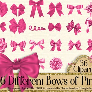 Pink Bows Clipart 35 Bow Images Instant Download Bow Clip Art