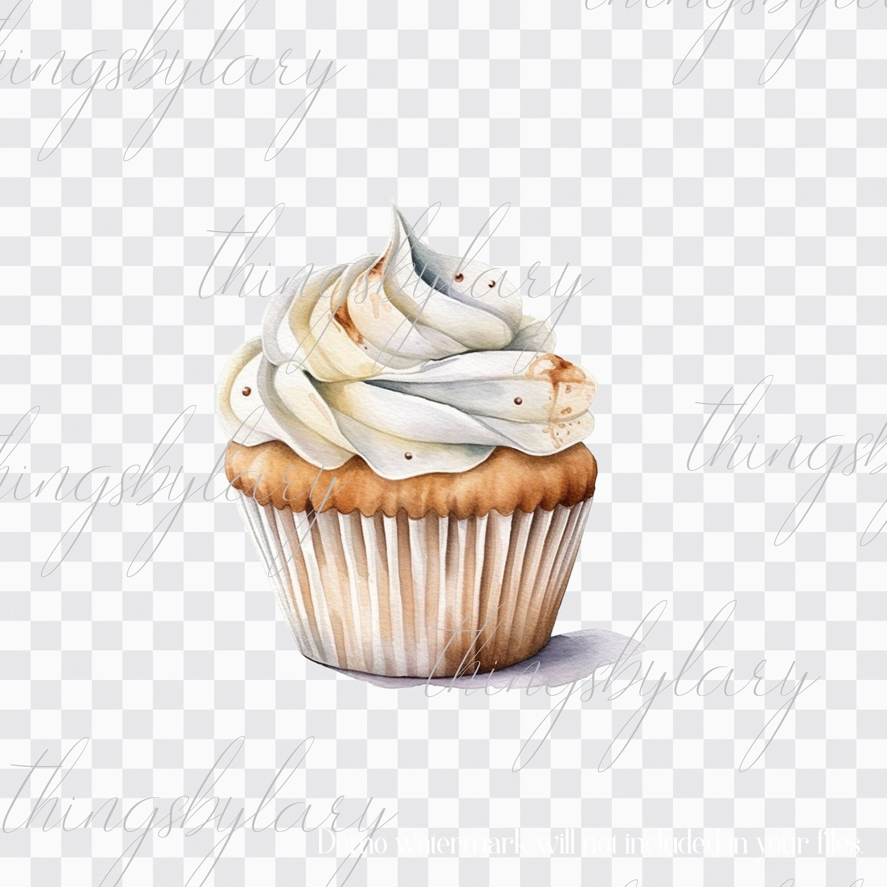 16 Watercolor Cupcakes Vol 1 PNG Images Instant Download Commercial Use ...