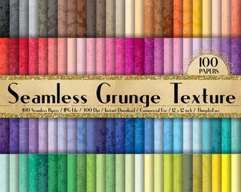 May include: A set of 100 digital seamless grunge texture papers in various colours. The papers are 12 inches by 12 inches and 300 dpi. The papers are perfect for scrapbooking, card making, and other crafting projects.