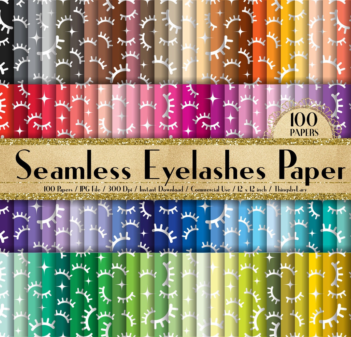 100 Seamless Eyelash Papers 12 Inch 300 Dpi Instant Download Commercial ...