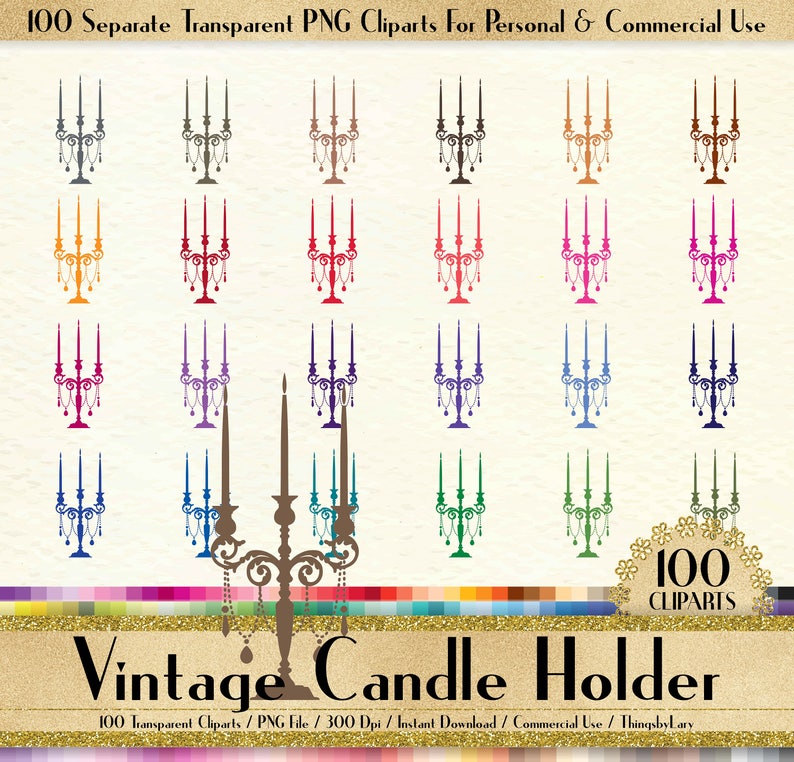 100 Vintage Candle Holder Clipart Vintage Candle Clipart 100 Etsy