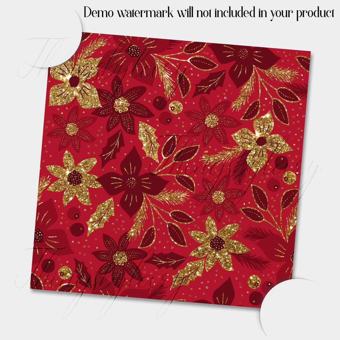 100 Seamless Glitter Christmas Floral Digital Papers 12x12" 300 Dpi ...