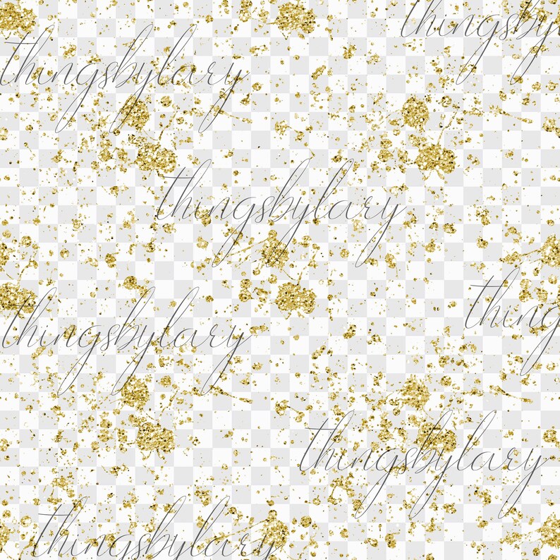 May include: A seamless pattern with a gold glitter texture on a transparent background. The pattern is perfect for adding a touch of sparkle to any project.