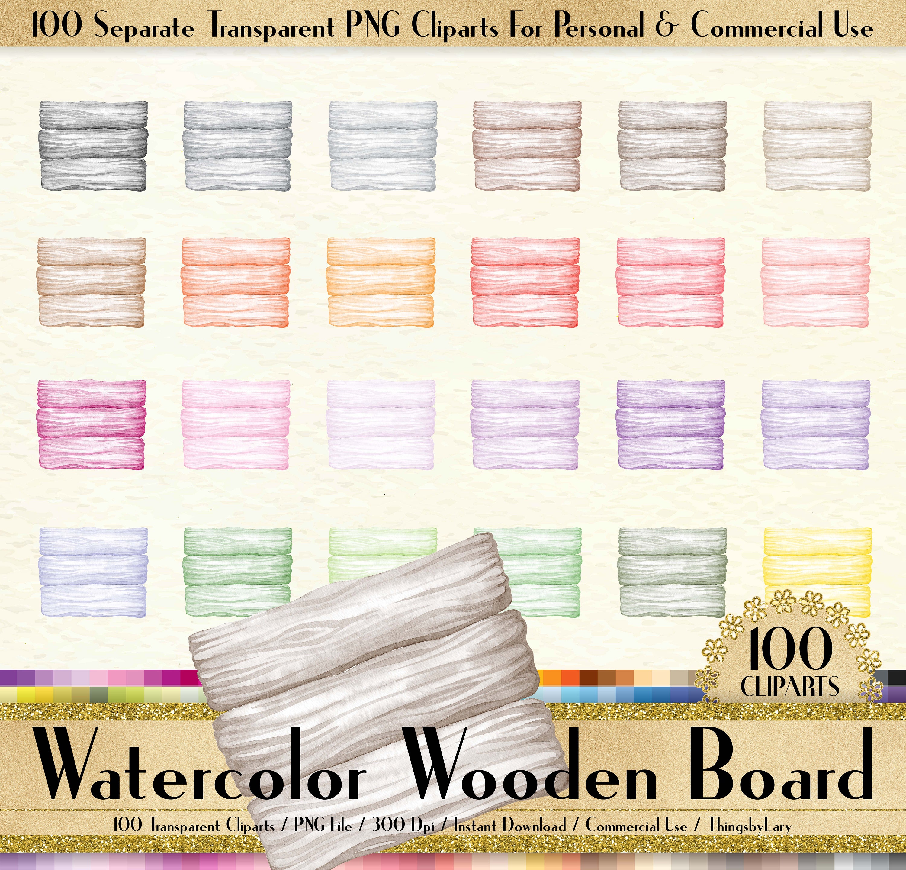 100 Watercolor Wooden Board Clipart Frame Clipart Watercolor | Etsy