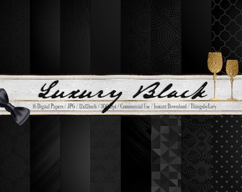 16 Black Luxury Pattern Digital Papers 12inch 300 dpi commercial use instant download, Black Background, Luxury Background, Father Day Paper