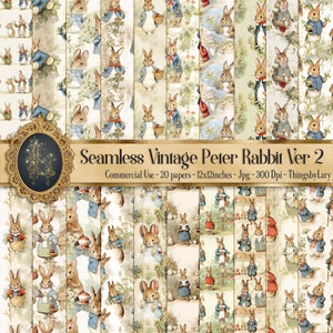 20 documenti digitali vintage senza soluzione di continuità Peter Rabbit Ver 2 Uso commerciale La storia di Peter Rabbit libri per bambini Vita di campagna del paesaggio britannico