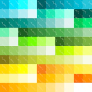 May include: Abstract digital art featuring a gradient of colors from blue to green to yellow to orange. The colors are arranged in a grid pattern, creating a sense of depth and movement.