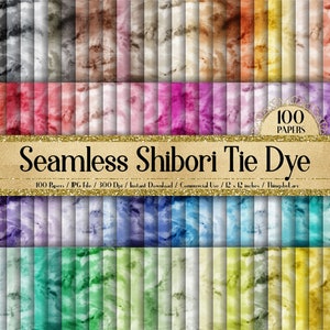 Puede incluir: 100 patrones de papel digital sin costuras en varios tonos de azul, verde, morado, rosa, rojo, naranja, amarillo y marrón. Los patrones están inspirados en el shibori tie dye y miden 12 pulgadas por 12 pulgadas.