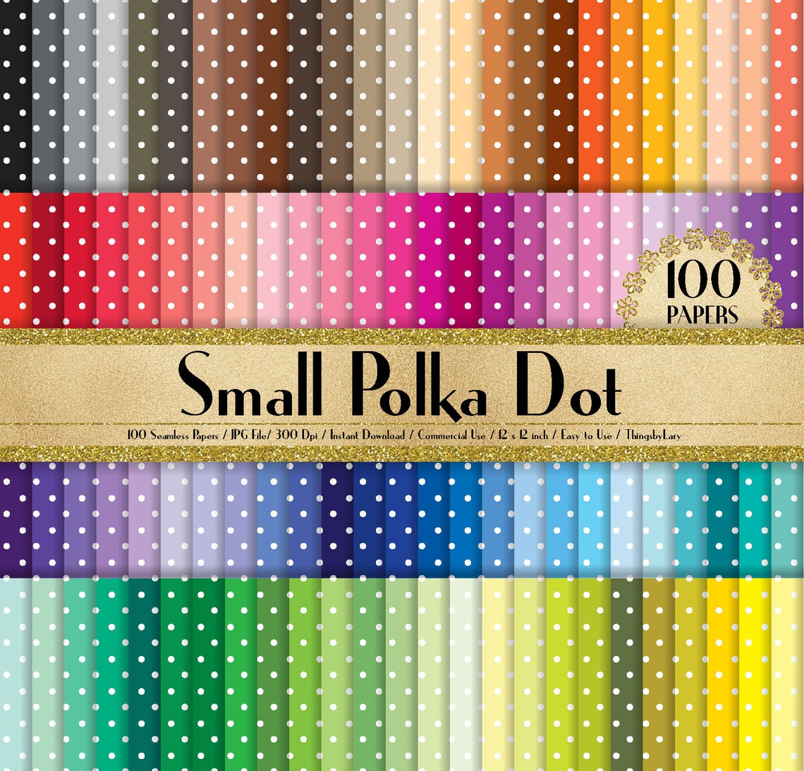 100 Seamless Small Polka Dot Papers in 12" X 12", 300 Dpi Planner Paper ...