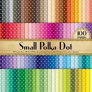 100 Seamless Small Polka Dot Papers in 12" x 12", 300 Dpi Planner Paper, Commercial Use, Scrapbook Papers, Rainbow Paper, 100 Dot Paper