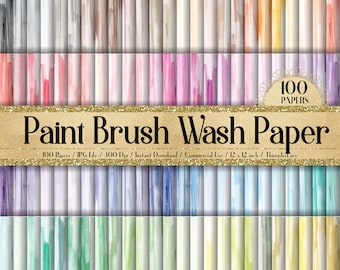 100 Paint Brush Wash Texture Digital Papers in 12 inch, Instant Download Commercial Use 300 Dpi Planner Paper, Watercolor Wash Papers