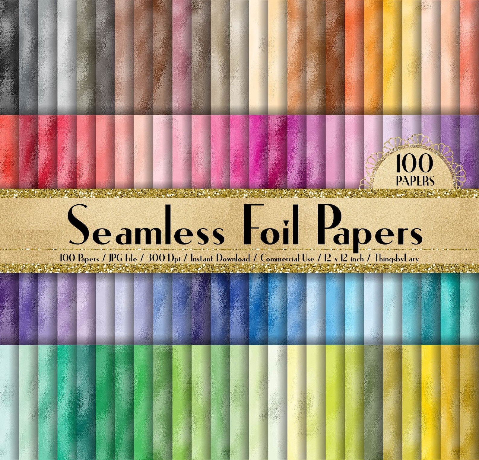 100 Seamless Foil Papers 12 Inch 300 Dpi Instant Download Etsy