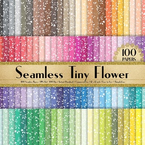 100 Seamless Tiny Flower Papers in 12" x 12", 300 Dpi Planner Paper, Scrapbook Paper,Rainbow Paper,100 Flower Papers