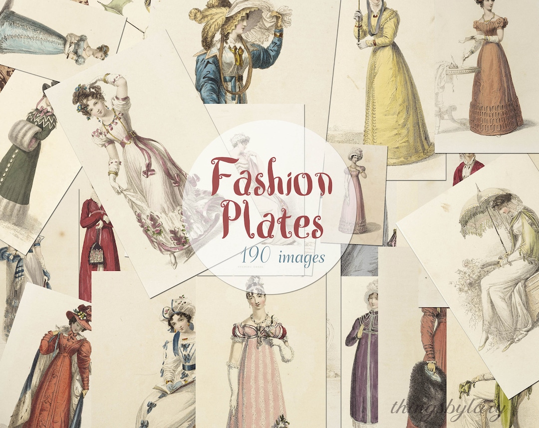 190 Vintage Hand Colored Fashion Plates Mega Bundle Ephemera Vol.1