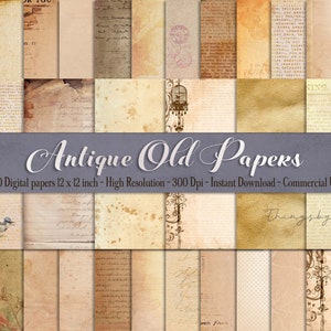 30 antike Vintage alte digitale Papiere 12 Zoll 300 Dpi Planer Papier kommerzielle Nutzung Scrapbook beunruhigt Papier Grunge gerissene Kanten Pergament