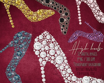 32 Diamond Pearl Rhinestone High Heels Digital Clip Arts 300 - Etsy