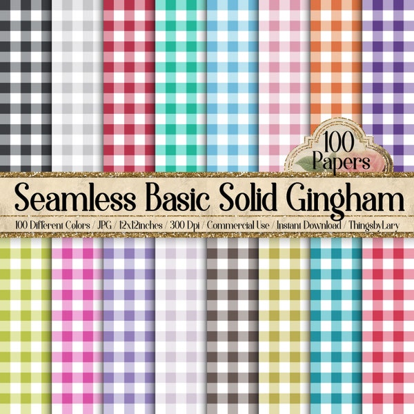 100 Seamless Basic Solid Gingham Digital Papers Commercial Use Rustic Gingham Plaid red white gingham stripes Cottage Easter Spring Gingham