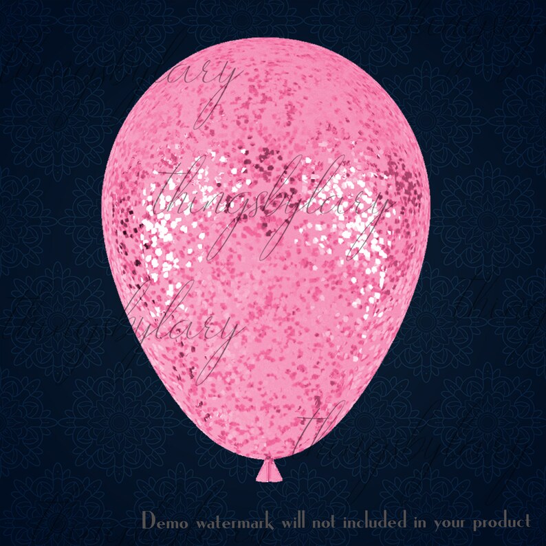 May include: A pink glitter balloon. The balloon is round and has a shiny, sparkly finish.