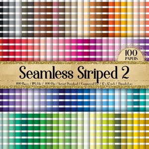 100 papiers numériques à motif rayé sans soudure 12 « x12 » 300 Dpi Planner Paper à usage commercial Scrapbook Paper Rainbow Paper 100 Striped Papers