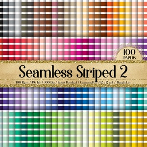 100 Seamless Striped Pattern Digital Papers 12"x12" 300 Dpi Planner Paper Commercial Use Scrapbook Paper Rainbow Paper 100 Striped Papers