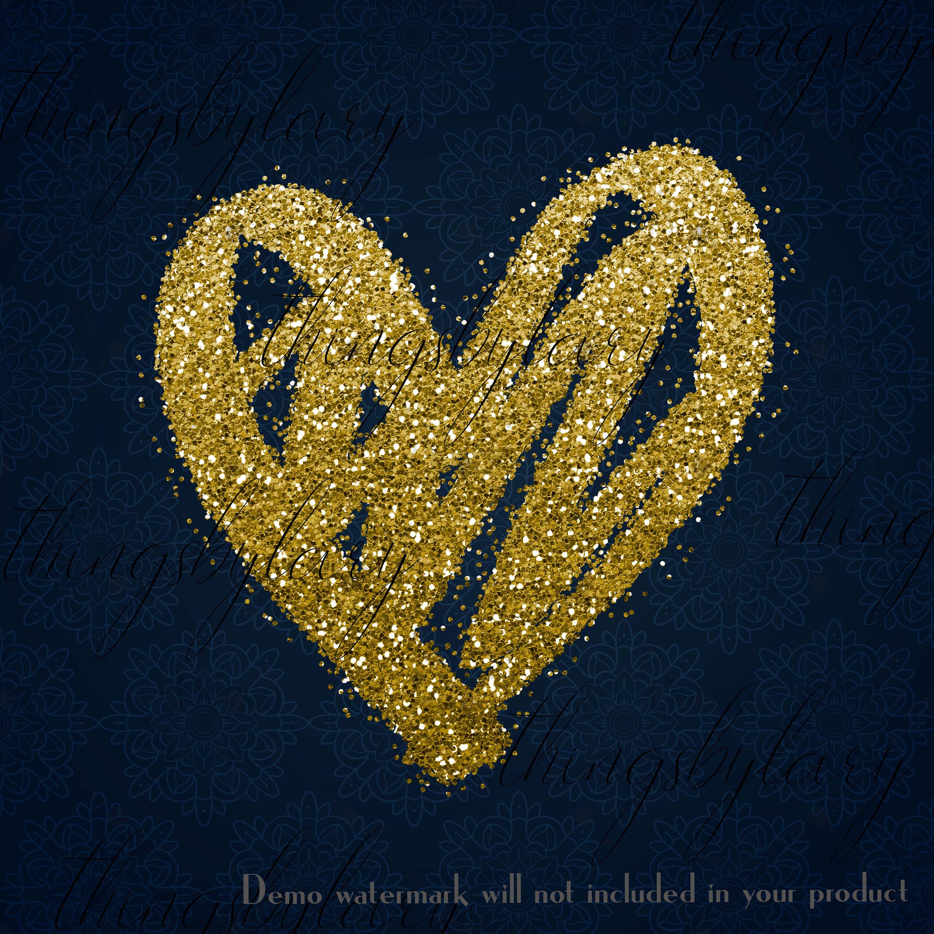 30 Gold Glitter Hand Drawn Heart Clip Arts 300 Dpi Instant Download ...