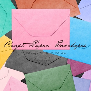 254 Real Craft Paper Vintage Envelope Clip arts PNG 300 Dpi Descarga instantánea Uso comercial Ephemera Antique Old Letter Journal Decoupage