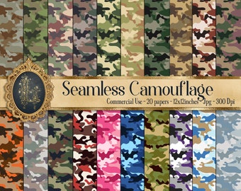 20 Seamless Military Camouflage Digital Papers 12" 300 Dpi Military Scrapbook US Army Camouflage US Navy Camouflage US Air Force camouflage