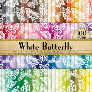 100 Seamless Watercolor Butterfly Papers in 12" x 12", 300 Dpi Planner Paper, Commercial Use, Scrapbook Paper, 100 Butterfly Papers